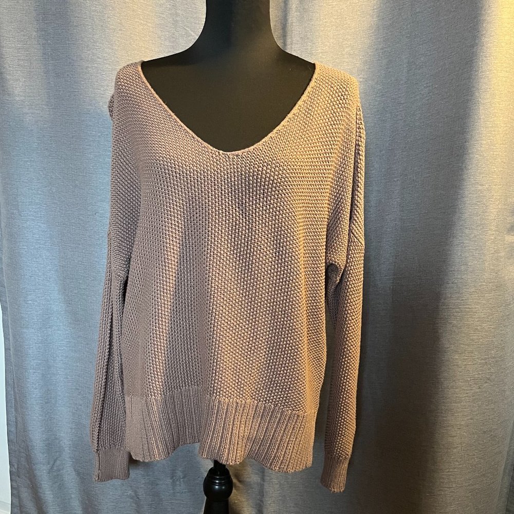 Oversized V-Neck Light Brown Lucky Brand Pullover Sweater Sz Sm